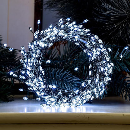 Firecracker Fairy Lights,10FT 100Leds Waterproof Twinkle Lights Plug in,8 Modes Remote String Light for Indoor Outdoor Christmas Wedding Birthday Patio Garden Decor,Green Wire,Cool White