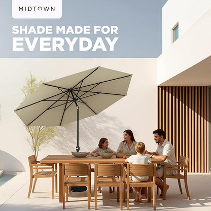 Midtown Umbrellas - 10-Year-No-Fade 6 Ft Patio Umbrella with Terylast Fabric, Auto-Tilt Aluminum Frame and 8 Reinforced Ribs for Deck, Pool, Garden & Beach - Chestnut Beige Canopy, Black Pole