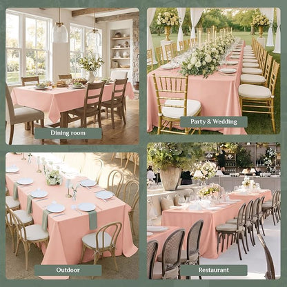 Softalker Rectangle Tablecloth, Waterproof Table Cloths Wrinkle Free Fabric Washable Polyester Table Cover for Dining Tables Party Outdoor Camping Parties Buffet - 60 x 84 inch, Pink