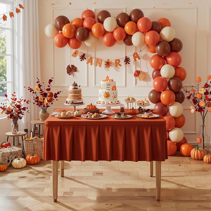PARTISKY Rust Spandex Square Tablecloths 34x34 Inch, Wrinkle Free Fitted Card Table Cloth Stretch Square Table Cover for Kitchen Dinner, Holiday Party, Wedding Banquet, Display Trade Show