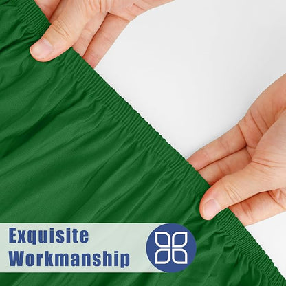 Moosfor 2 Pack Rectangle Spandex Fitted Table Cloth, 8FT Elastic Tablecloth | Washable Picnic Table Cover, Stretch Waterproof Table cloths for Party, Patio, Dining, Kitchen, 30" x 96", Emerald Green