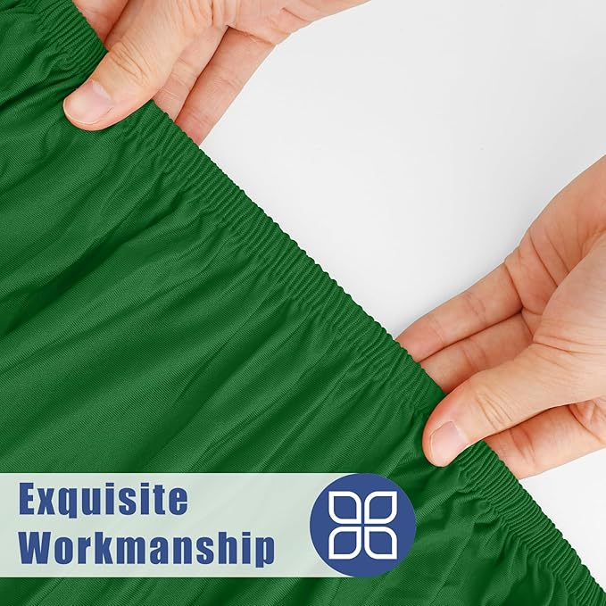 Moosfor Spandex Square Table Cloth, Elastic Fitted Tablecloths for Picnic, Stretch Washable Patio Table Cover for Outdoor, Camping, Banquet and Parties (Emerald Green, 34"x34")