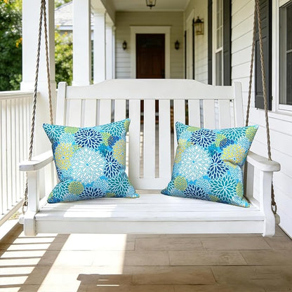 LVTXIII Outdoor Pillow Covers 20x20 Inch, 2 Pack Large Square Throw Pillow Cases, Fade-Resistant Cushion Covers for Patio Furniture Sofa, Garden Porch, Dahlia Blue