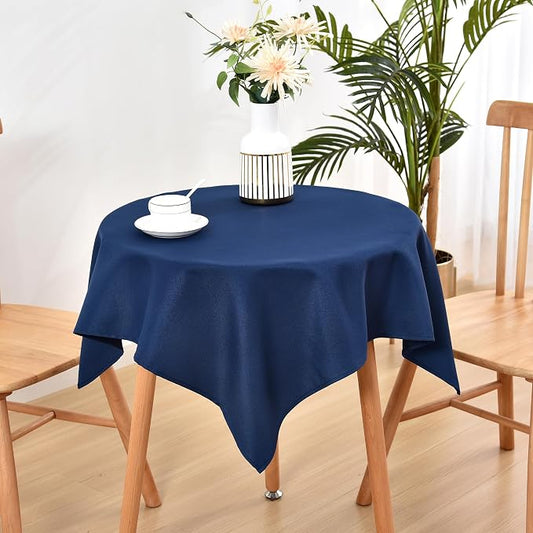 Wolkemer Small Square Tablecloth 36 x 36 Inch Washable Fabric Table Cloth Navy Blue Table Cover for Nightstand End Bedside Tables Tabletop Decoration
