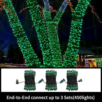 Green Halloween String Lights,Green Christmas Lights 150Lights 31.9ft UL Certified St. Patrick's Day Mini String Lights Set for Outdoor Christmas Tree Garden Party Patio Garland Decor