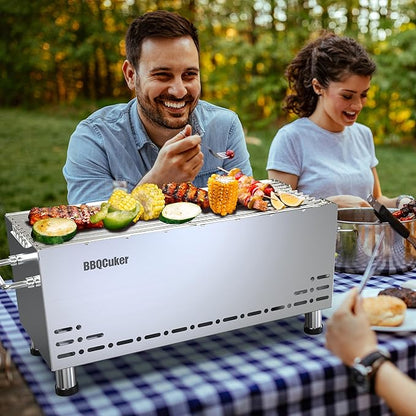 BBQCuker Portable Charcoal Grill,Heavy-Duty Stainless Steel Small BBQ Grill with Double-Layer Insulation Design,170 Sq. In. cooking Area,Tabletop Grill with Travel Bag for Outdoor Camping and Picnic