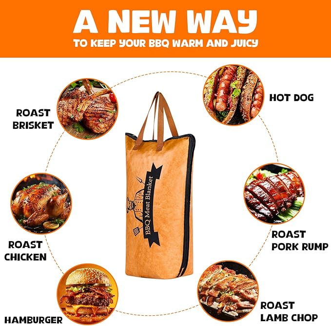 BBQ Blanket for Resting Meat,21in Meat Resting Blanket with Wide Mouth,Smoker Grilling Meat Insulated Resting Bag for Large Brisket/Beef/Pork Shoulders/Turkeys,Gifts for Men