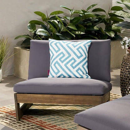 Sherwood Outdoor Club Chair with Cushions - Acacia Wood - Gray/Dark Gray