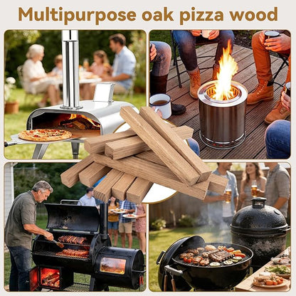 Pizza Oven Wood 19 Lbs Kiln-Dried Oak 8 Inch Mini Barkless Cooking Logs for Pizza Ovens, Grills & Smokers, Fits Ooni, Gozney, Solo Stove, for Camping, Fire Pits & Bonfires