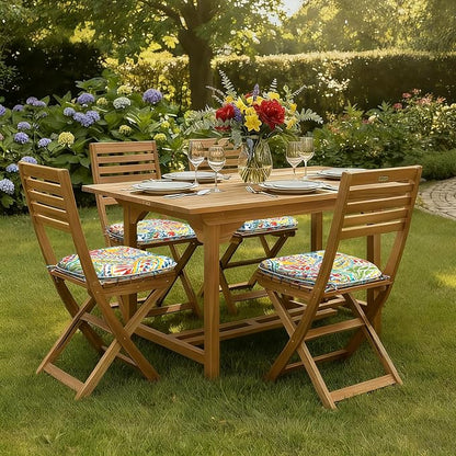 DYTXIII Set of 4 Outdoor Chair Cushions with Ties,Water Repellent Patio Chair Pads 17"x 16" for Outdoor Furniture,Round Corner Seat Cushions for Garden Yard Kitchen Paisley Multi