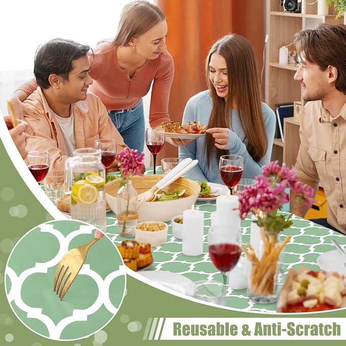 Smiry Picnic Fitted Table Cover, 5 Foot Flannel Backed Vinyl Tablecloth | Waterproof Elastic Stretch Table Cloth, Wipeable Plastic Tablecloth for Camping, Indoor & Outdoor (Sage Green, 30" x 60")