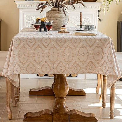 AIRCOWRIE Cotton Linen Tablecloth for Rectangle Tables, Heavy Duty Wrinkle Free Water Resistant Washable Cloth Dining Table Cover for Kitchen and Outdoor Use(Magnolia, 54”×78”, Rectangle)