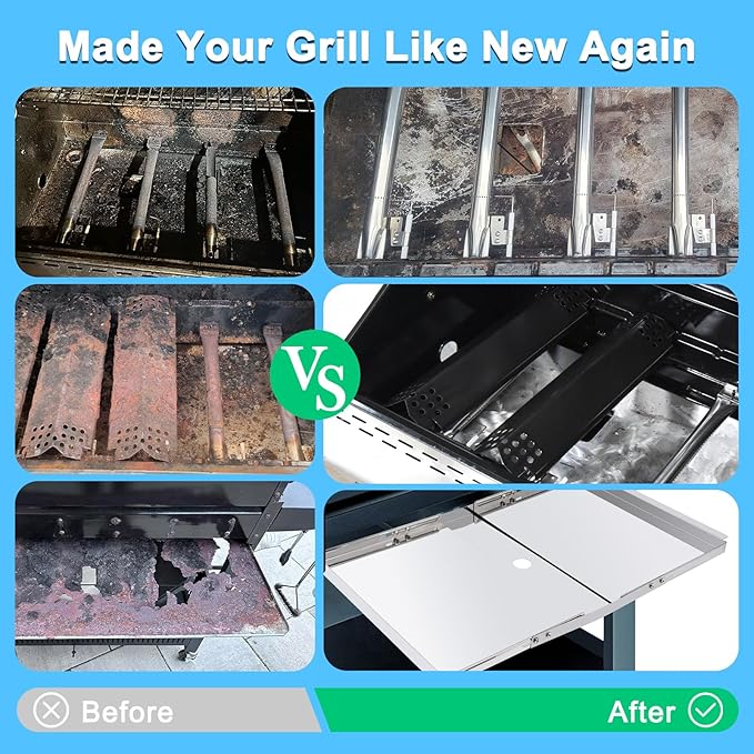 Grill Replacement Parts for Nexgrill 720-0830H 720-0783E 720-0783EH, Grease Tray Drip Tray & Grill Heat Plates & Burner Tubes and Igniters for Home Depot Nexgrill 4 Burner 720-0830H