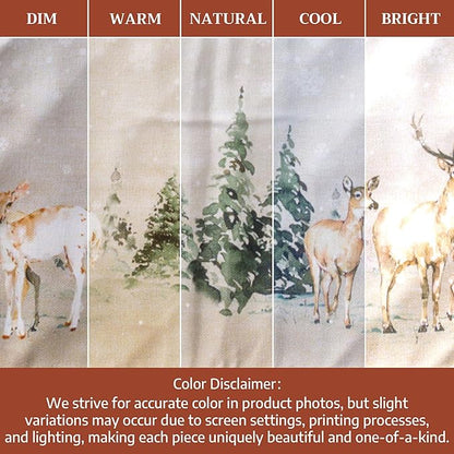 Maison d' Hermine Double Oven Mitt (7" x 35") 100% Cotton Heat Resistant BBQ Cooking Gloves with Loop for Thanksgiving Christmas Decorations Baking Cooking Handling Hot Pan (Deer in The Woods)