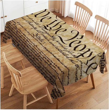 Swono Constitution Rectangular Tablecloth Retro United States Constitution We The People Washable Table Cloth Kitchen Dining Room Table Cover for Party Dinner 50x72 Inch Tablecloths