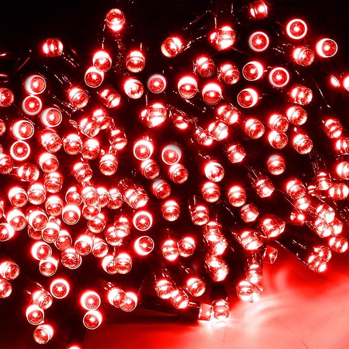 WATERGLIDE 1000 LED Valentines String Lights, 328 FT Green Wire LED Decorative Fairy Lights with Remote & 8 Modes, Waterproof for Outdoor Christmas Holiday Party Garden Wedding Home Decor, Red