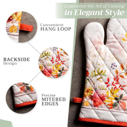 Maison d'Hermine Oven Gloves 100% Cotton Oven Mitt (7" x 13", Pack of 1) | With Loop Heat Resistant BBQ Cooking Gloves Baking Kitchen Handling Hot Pans Thanksgiving Christmas - Amarante