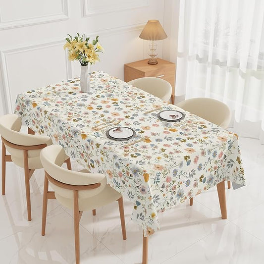 Heavy Duty Vinyl Table Cloth 55 * 78 Rectangular, Oil Proof Thick PVC Table Cover, Wipeable, Waterproof & Heat Resistant - Spring Tablecloth