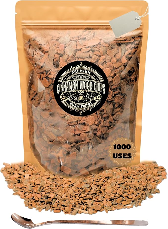 Cinnamon Wood Chips for Cocktail Smoker; Smoked Whiskey/Bourbon/Old Fashioned Drinks - Extra Fine Sawdust Shavings for Cocktail Smoking Guns, Smoke Box, BBQ - 5oz Gift Bag & Spoon By G&J's Finest