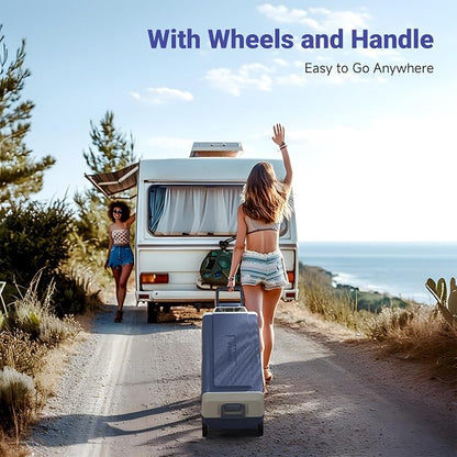 BODEGA 64QT 12 Volt Car Refrigerator Portable Single Zone With Wheels | Shockproof，Bluetooth Control, -4℉-68℉ ,12/24V DC&100-240V AC,H/M/L Battery protection,ECO&MAX MODE,LED Light,anti shack