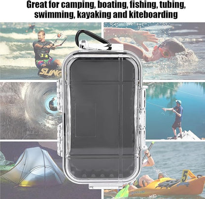 Waterproof Dry Box Protective Case, IP67 Water Resistant Portable Micro Case Watertight Storage Box for Phones, Knives, Wallets, Watches (Transparent, Large)