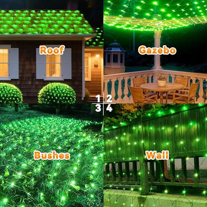 LitHome 21FT x 5FT Christmas Net Lights Outdoor Mesh Lights Connectable | 8 Modes 360 LED Halloween Green Net Light for Bushes, Giant Mesh Light Waterproof for Christmas Garden Party Roof Decor