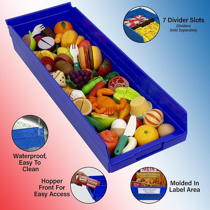 Akro-Mils 30184 Heavy Duty Plastic Shelf Bins, 24"x 8"x 4", Yellow, 6-Pack | Heavy Duty Nesting Storage Bins for Garage, Closet, Refrigerator, Kitchen, Cabinet, Drawer Organization, Pantry Organization