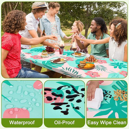 Picnic Table and Bench Cover Set, Waterproof Fitted Elastic Cloth | Portable Camping Essentials With Built-In Storage Pocket And Waterproof Fabric For Outdoor RV Or Picnic Table Use