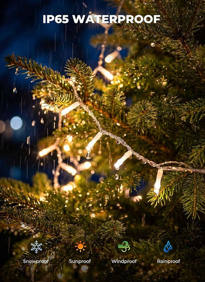 Brightown 2 Pack Solar String Lights Outdoor Waterproof, 92Ft 240 LED Solar Outdoor Lights String with 8 Modes, Transparent Wire String Light for Patio Tree Garden Party Decorations, Warm White