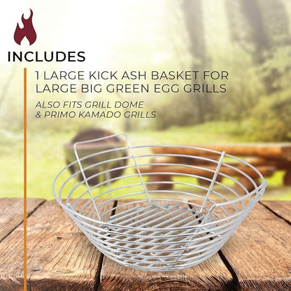 Kick Ash Basket Stainless Steel Charcoal Ash Basket, Fits Big Green Egg Grill, Large - Designed in Wisconsin