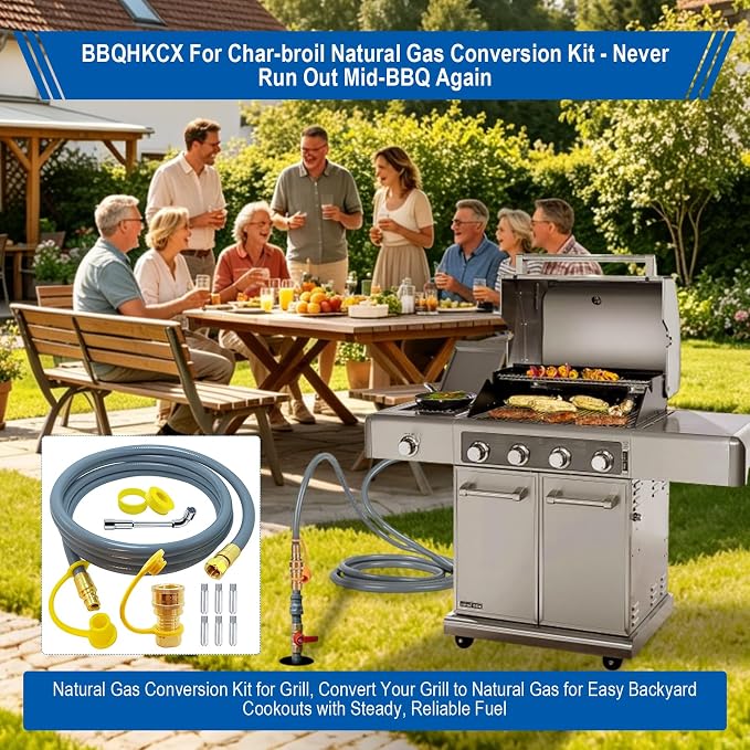 8216842R04 Natural Gas Conversion Kit Compatible with Char-Broil Commercial & Signature Series Dual Fuel Grill(2020-Newer),Propane to Natural Gas Conversion Kit with CSA Gas Hose & 3/8" Quick Connect.