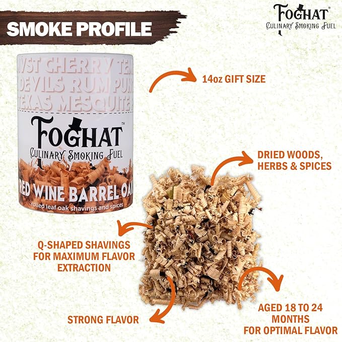 Cocktail Smoker Wood Chips - 14oz Red Wine Barrel Oak Shavings for Smoker, Whiskey & Drink Infuser Kit - All Natural, Culinary Wood Smoking Chips