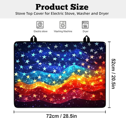 Multi-Design Stove Cover for Glass/Electric Stoves - 3-in-1 Heat-Resistant Protector Mat, Non-Slip Drying Rack 28"x20" (Star Ocean)