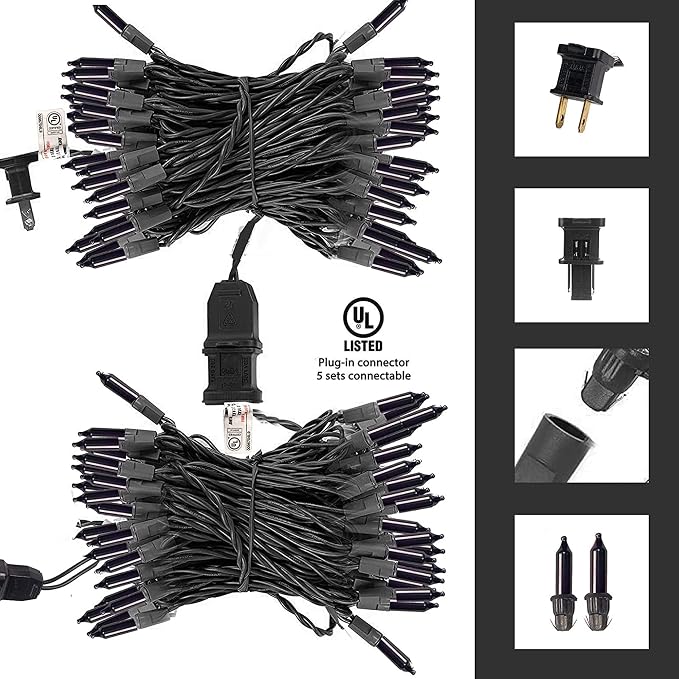 TW SHINE Purple Halloween Lights, 20FT 100 Count Incandescent Mini String Lights, Waterproof Halloween Decorations for Outdoor Indoor Patio Home Party Garden Yard Decor