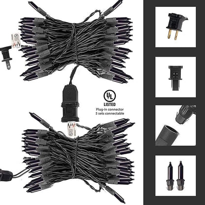 TW SHINE Purple Halloween Lights, 20FT 100 Count Incandescent Mini String Lights, Waterproof Halloween Decorations for Outdoor Indoor Patio Home Party Garden Yard Decor