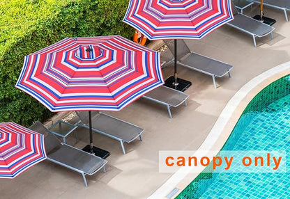 MASTERCANOPY Patio Umbrella 10 ft Replacement Canopy for 8 Ribs-Navy&Red Stripe Canopy Only