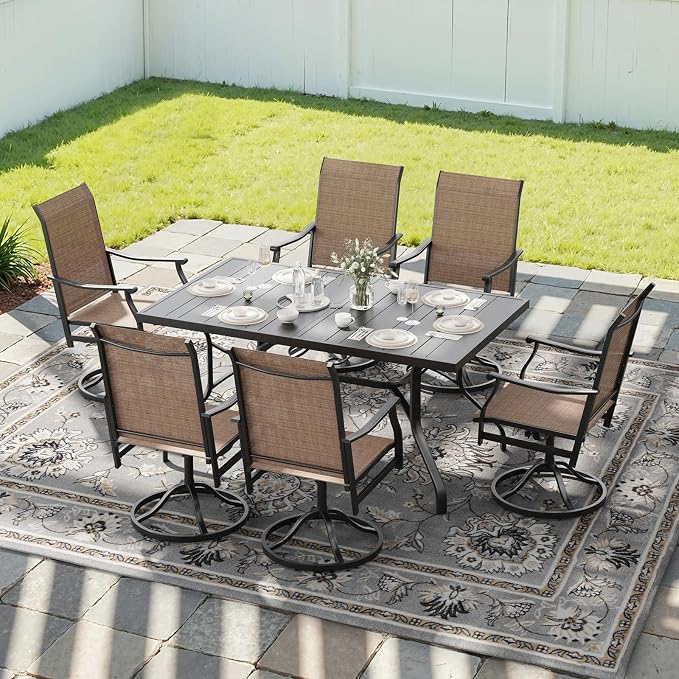 Outdoor Dining Table 60"x35", Rectangle Patio Dining Table with 1.57" Umbrella Hole, Outdoor Metal Furniture for Patio, Graden, Backyard and Poolside, Weather-Resistant