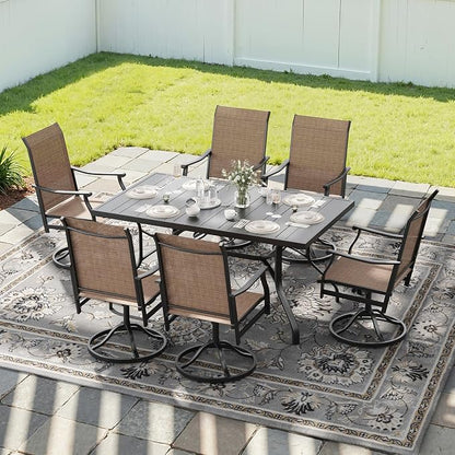 Outdoor Dining Table 60"x35", Rectangle Patio Dining Table with 1.57" Umbrella Hole, Outdoor Metal Furniture for Patio, Graden, Backyard and Poolside, Weather-Resistant