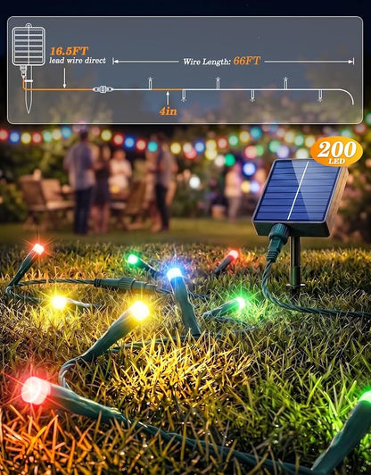 LitHome 2 Pack Solar String Lights Outdoor with Remote, Total 400LED 132FT Solar Christmas Lights Outside Waterproof, 8 Modes String Light for Xmas Patio Garden Yard Tree Decor,Warm White & Multicolor