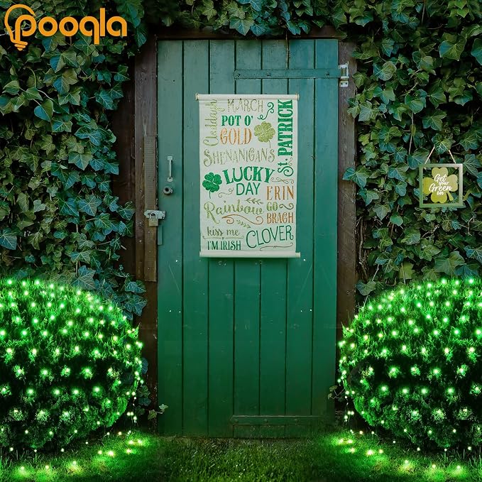 Pooqla 14.8x4.9 ft Net Lights, 300 LED Outdoor Green Halloween Lights with 8 Lighting Modes, Connectable Waterproof Mesh String Fairy Light for Bushes Tree Garden Christmas Decor | 300 LED Large Net Mesh Lights Plug in, 8 Modes Waterproof Connectable B...