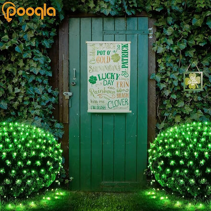 Pooqla Green Net Lights, 21x 5ft Halloween Bush Lights Outdoor Green Wire | 360 LED Large Net Mesh Lights Plug in, 8 Modes Waterproof Connectable Bushes Lights for Christmas Hedge Yard Decor