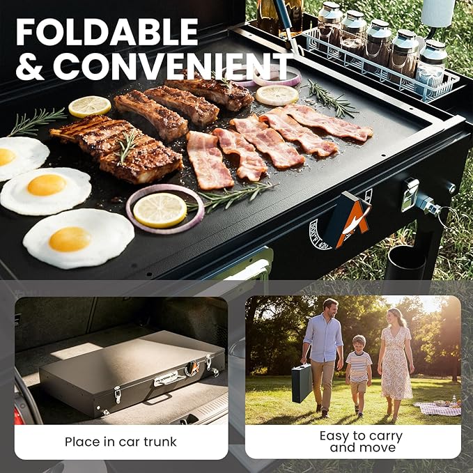 AEWHALE 2-in-1 Outdoor Table & Electric Grill,Portable Grill with Nonstick Cooking Surface for Outdoor Kitchen & Backyard Barbecue Cooking