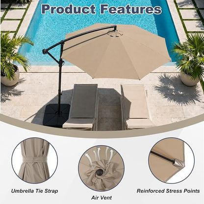 BPS Patio Umbrella Replacement Canopy for 10 ft 8 Ribs Table Umbrella, Outdoor Umbrella Replacement for Market Parasol, Canopy Only