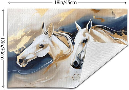Horse Placemats Set of 4 Linen 12"x18" Modern Decorative Table Mats | Washable Heat-Resistant for Dining Outdoor Kitchen Home Decor Cute Place Mats