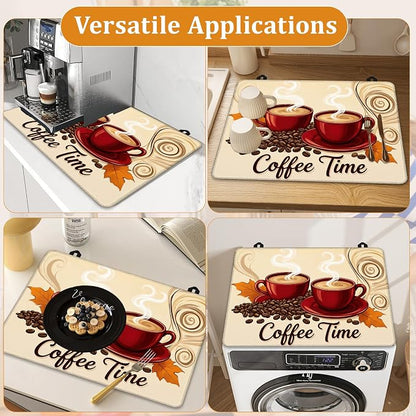Electric Stove Top Cover,Red Coffee Cups Stove Cover for Glass Top Electric Stove,Coffee Bean Heat Resistant Flat Top Stove Mat Countertop Protector, 28 x 20 Inch