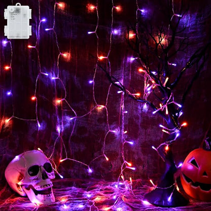 Cshare Halloween String Lights Battery Operated With Timer, Orange and Purple Outdoor 9.8ft 30LED, Decorations for Party Yard Pathway Indoor Outdoor