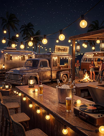 Abeja 25FT Outdoor String Lights, G40 Globe Patio String Lights with 27 Frosted White Globe Bulbs, Waterproof Connectable Hanging Lights for Outside Backyard Porch Umbrella Bistro Decor, Black Wire