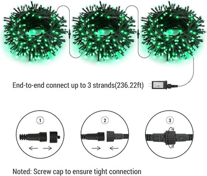 Brizled Outdoor Christmas Lights Green, 78.74ft 240 LED Mini Light String | Connectable; 8 Modes; Waterproof; Memory; Timer; Plugin Twinkle Mini Tree Fairy Light for Outside Xmas Patrick's Day Party