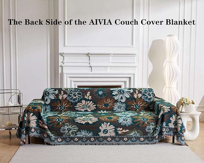 AIVIA Couch Cover Sheet Blanket, Oversized Covers for 3-4 Cushion High Backrest Sofa, Extra Large Furniture Decoration Slipcovers, L Shape U-Shaped Sectional Protector for Cats Dogs Washable