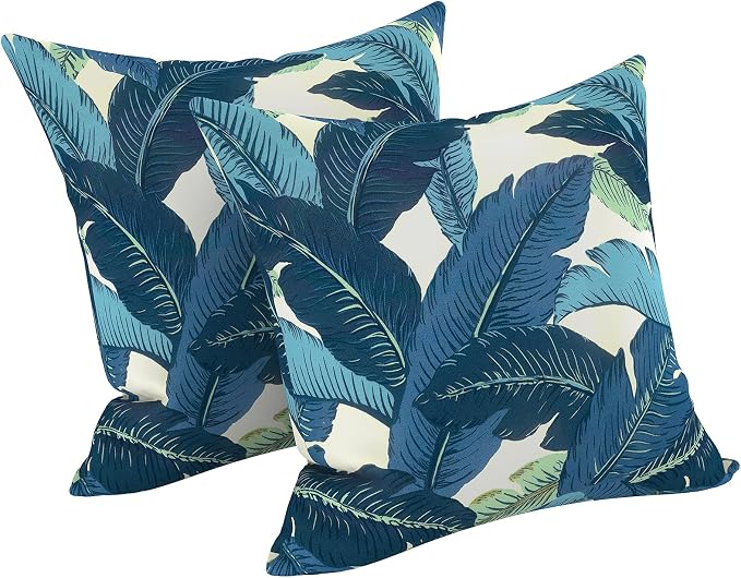 LVTXIII Outdoor Pillow Covers 20x20 Inch, 2 Pack Large Square Throw Pillow Cases, Fade-Resistant Cushion Covers for Patio Furniture Sofa, Garden Porch, Swaying Palms Blue